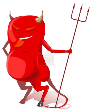 Ilustración de Dibujos animados diablo con cuernos, ilustración de vectores - Imagen libre de derechos
