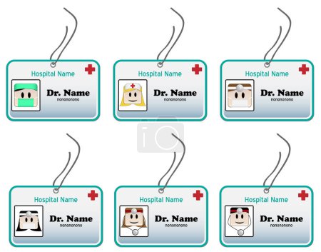 Téléchargez les illustrations : Carte d'identité pour médecins, infirmières et chirurgiens - en licence libre de droit