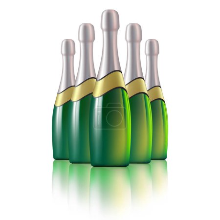 Illustration for Vector illustration of champagne bottles, vector illustration - Royalty Free Image