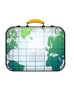 Téléchargez les illustrations : Globe terrestre dans une valise, illustration vectorielle - en licence libre de droit