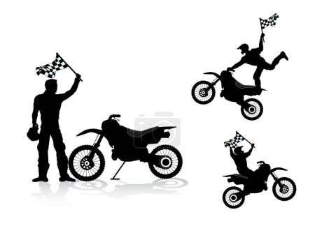 Téléchargez les illustrations : Ensemble de motocyclistes, illustration vectorielle - en licence libre de droit