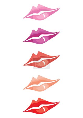 Illustration for Set of red lips, vector illustration - Royalty Free Image