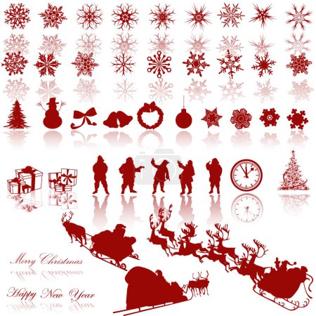Ilustración de Feliz Navidad y Feliz Año Nuevo colección - Imagen libre de derechos