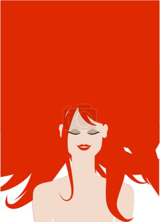 Téléchargez les illustrations : Femme aux cheveux roux, illustration vectorielle - en licence libre de droit