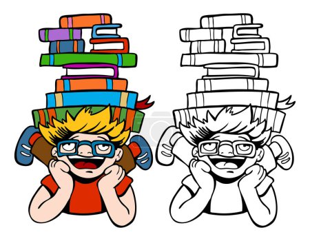Illustration for Boy with books vector illustration - Royalty Free Image