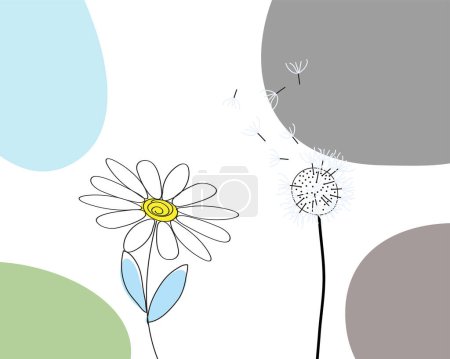 Ilustración de Ilustración vectorial de flores de diente de león sobre un fondo blanco. - Imagen libre de derechos