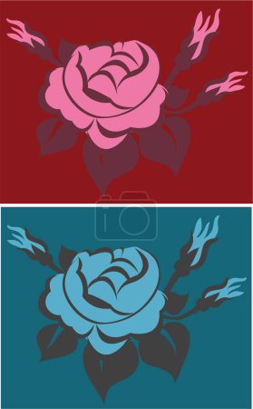 Téléchargez les illustrations : Dessin de fleurs roses, illustration vectorielle - en licence libre de droit