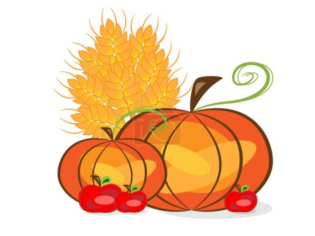 Illustration for Pumpkins and autumn leaves - Royalty Free Image