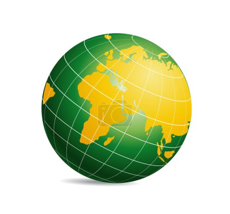 Téléchargez les illustrations : Globe avec couleur verte sur fond blanc. - en licence libre de droit