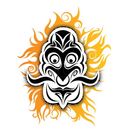 Illustration for Vector illustration of lion face with fire - Royalty Free Image