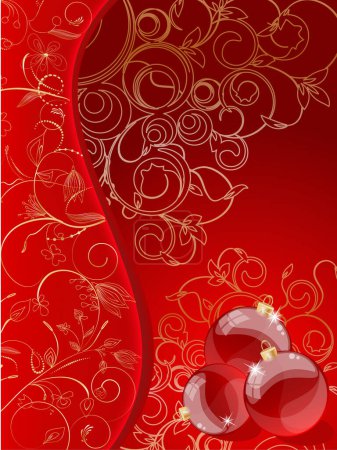 Téléchargez les illustrations : Boule de Noël stylisée sur fond décoratif, illustration vectorielle - en licence libre de droit