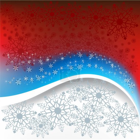 Ilustración de Saludo navideño con copos de nieve y estrellas - Imagen libre de derechos