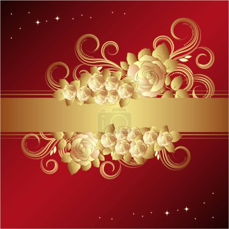 Illustration for Vector illustration of a christmas greeting card with golden bow - Royalty Free Image