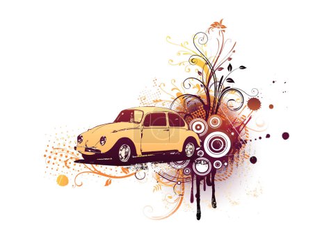 Illustration for Car on grunge background, vector illustration - Royalty Free Image