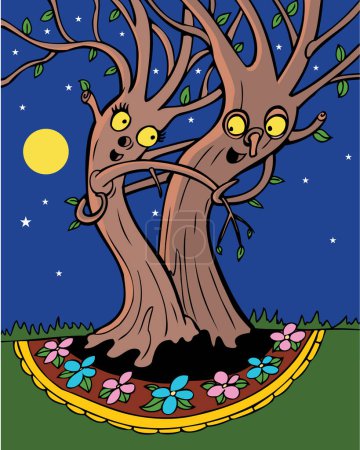 Illustration for A vector illustration of a cartoon trees - Royalty Free Image