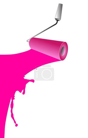 Illustration for Pink paint roller with paint splash - Royalty Free Image
