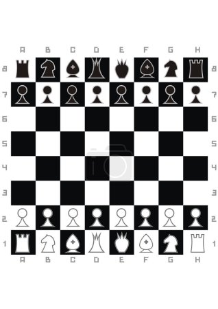 Illustration for Chess game. black chess set. vector illustration - Royalty Free Image