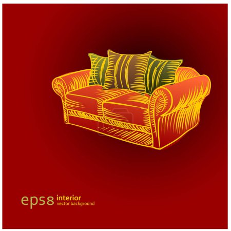 Illustration for Abstract vector illustration. sofa. interior design - Royalty Free Image
