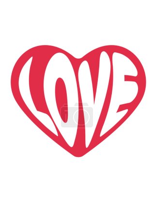 Téléchargez les illustrations : Coeur avec icône d'amour vectoriel illustration design - en licence libre de droit
