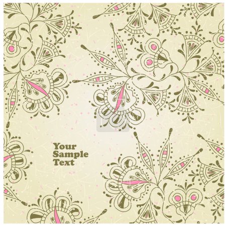 Téléchargez les illustrations : Carte florale avec fleurs, illustration vectorielle - en licence libre de droit