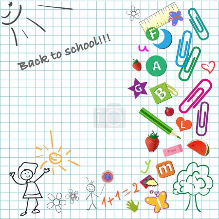 Illustration for Back to school. vector set. icons for children and education. - Royalty Free Image