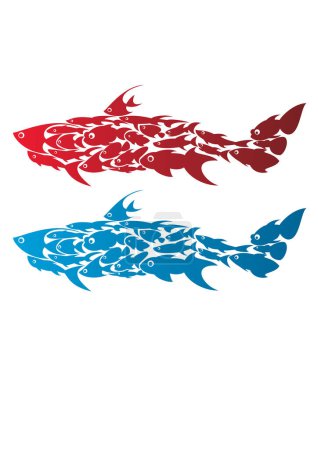 Téléchargez les illustrations : Illustration vectorielle des icônes de poisson - en licence libre de droit