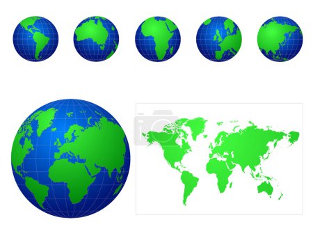 Illustration for Set of world maps, vector illustration - Royalty Free Image