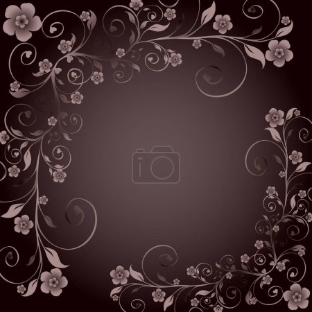 Illustration for Vector brown background with flowers for your design - Royalty Free Image