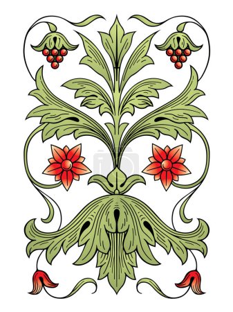 Ilustración de Ilustración vectorial con ornamento y hojas. ornamento floral. - Imagen libre de derechos