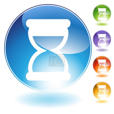 Illustration for Time management icon set in round blue color vector - Royalty Free Image