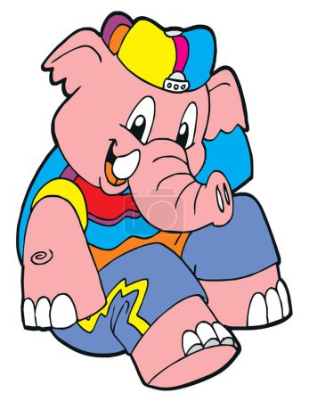 Téléchargez les illustrations : Elephant cartoon character vector illustration - en licence libre de droit