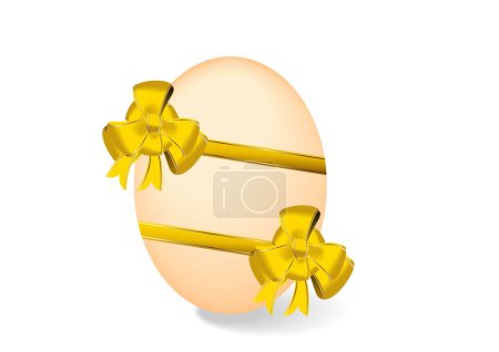 Ilustración de Huevo de Pascua con cintas de oro aisladas - Imagen libre de derechos