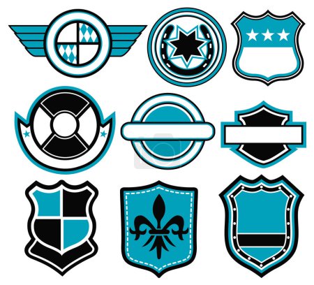 Ilustración de Conjunto de emblemas y etiquetas con elementos de fútbol - Imagen libre de derechos