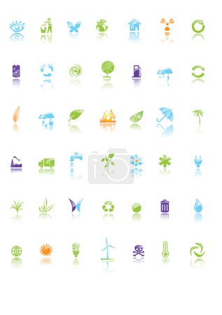 Téléchargez les illustrations : Jeu vectoriel d'icônes écologie - en licence libre de droit