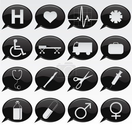 Illustration for Medical grey icons. vector illustration. - Royalty Free Image