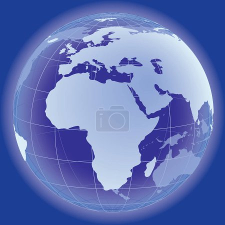 Téléchargez les illustrations : Carte du monde sur fond bleu - en licence libre de droit