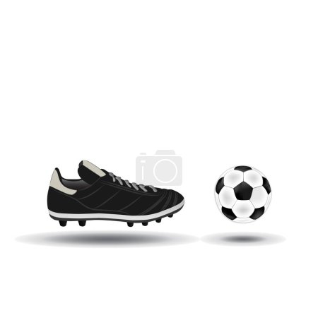 Téléchargez les illustrations : Ballon de football et chaussure isolés sur fond blanc - en licence libre de droit