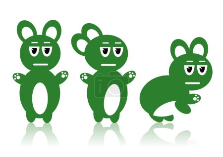 Téléchargez les illustrations : Jeu de quatre monstres verts drôles. - en licence libre de droit