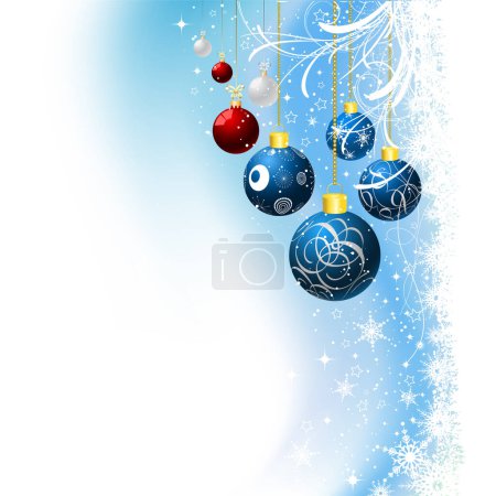 Téléchargez les illustrations : Boules de Noël et flocons de neige - en licence libre de droit