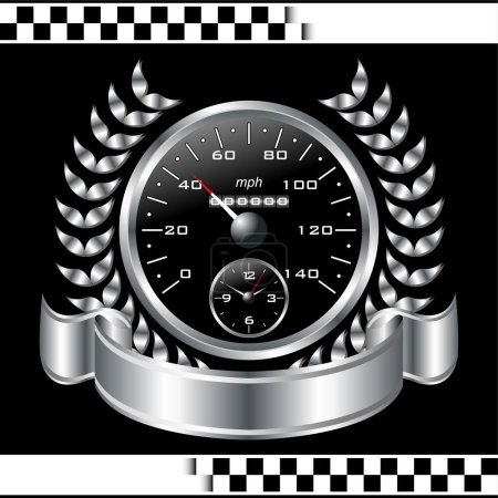 Téléchargez les illustrations : Compteur de vitesse noir, illustration vectorielle design simple - en licence libre de droit