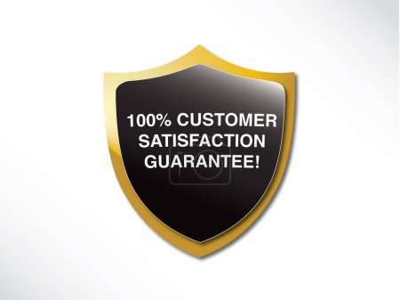 Ilustración de 100% satisfacción del cliente garantizada insignia de oro icono diseño vector ilustración - Imagen libre de derechos