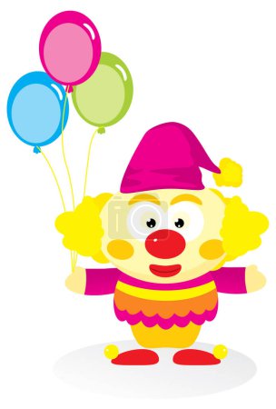 Illustration for Cute clown with balloons  vector illustration - Royalty Free Image