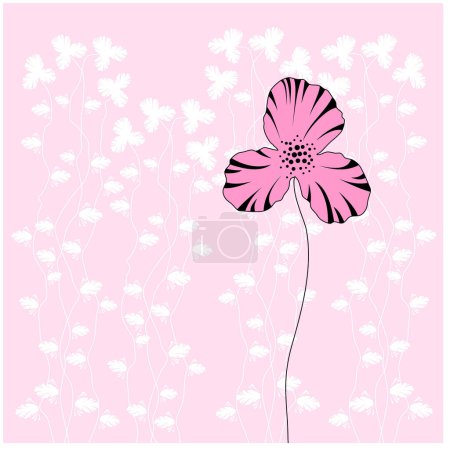 Illustration for Illustration with beautiful pink flowers on white background - Royalty Free Image