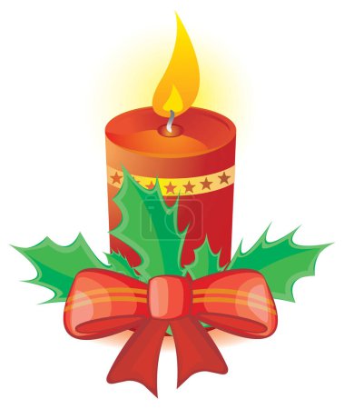 Illustration for Candle with christmas decoration icon - Royalty Free Image