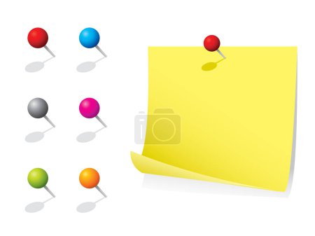 Illustration for Vector illustration of paper stickers and pins - Royalty Free Image