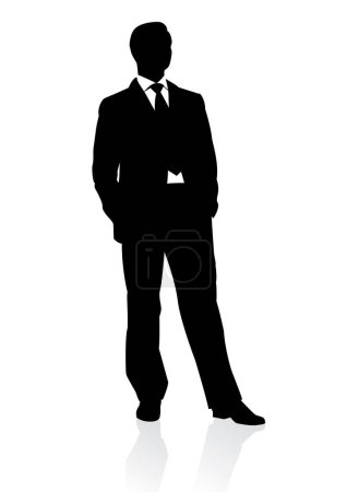 Téléchargez les illustrations : Silhouette vectorielle de l'homme d'affaires sur fond blanc - en licence libre de droit