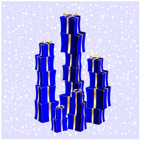 Téléchargez les illustrations : Illustration vectorielle des piles de cadeaux de Noël - en licence libre de droit
