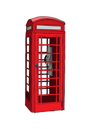 Illustration for Red telephone booth isolated on a white background - Royalty Free Image