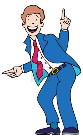 Ilustración de Hombre de negocios de dibujos animados mostrando algo - Imagen libre de derechos