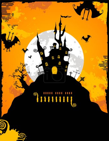 Illustration for Halloween background with castle, illustration - Royalty Free Image